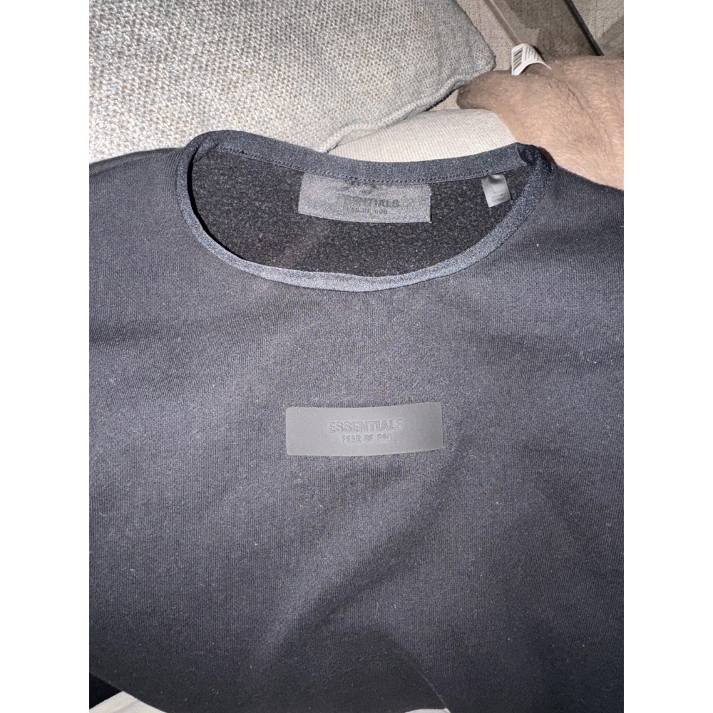 Fear of God Essentials Mens Black Crewneck Sweatshirt Side Pockets Large
